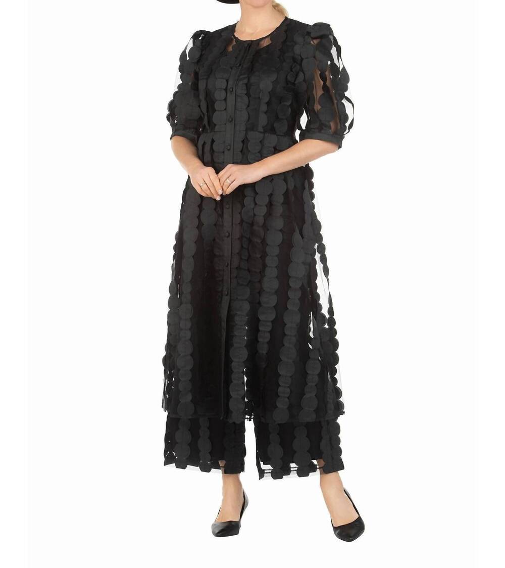 NEW GIOVANNA sheer long jacket, cami top, and pants set - plus in black